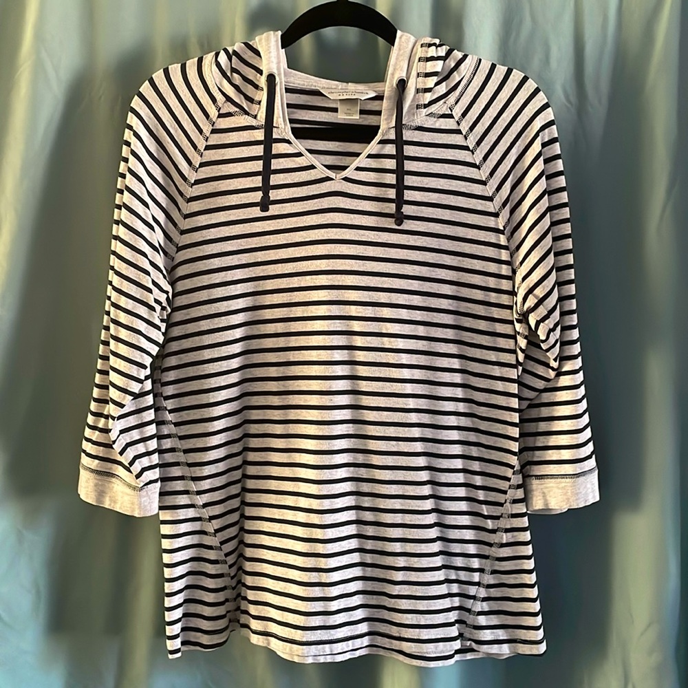christopher & banks, Petite Large, 3/4 sleeve hooded top